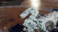 A frozen Banished Dextro Xur-pattern Spirit in Halo Wars 2.