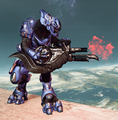 A Sangheili wearing the Outrider armor on Skyward