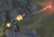 A player fires a rocket in Infinite multiplayer.