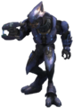 A Sangheili Minor employing this combat harness variant.