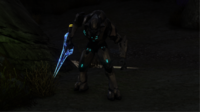 A Sangheili Ultra wielding an energy sword on High Charity.