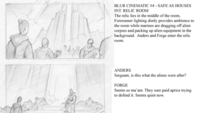 A storyboard of the cutscene for this level.