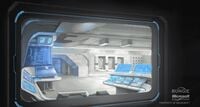 Concept art of the base's lab airlock.