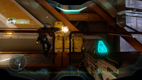 A miner firing an MA5D assault rifle at Prometheans.