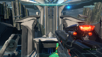 First-person view of the binary rifle in Halo 5: Guardians.