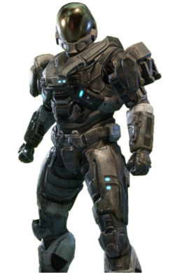 EVA-class Mjolnir from Halo: Reach armor permutation in Halo: The Master Chief Collection menu.