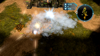 An AC-220 Vulture is destroyed by a cryo bomb in Halo Wars.