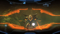 First-person view through the Lightrifle's scope in Halo 4.