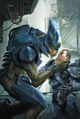 Ayit 'Sevi choking Gabriel Thorne on the cover of Halo: Escalation#19.