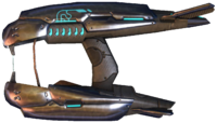 An in-game profile view of the plasma rifle.