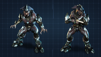 Two variations of the Sangheili Commander in Halo 4.