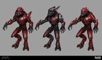 Early concept art of Banished Sangheili Enforcer for Halo Infinite.