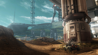 The Tiara's space elevators, as depicted in the War Games simulations of Halo 4 multiplayer.