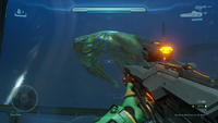 First-person view of the lightrifle on Fathom in the Halo 5: Guardians multiplayer.