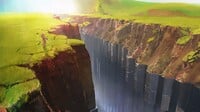 Concept art exploring how tectonic shifting could be experienced in first-person.