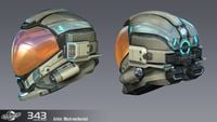 Front and back views of the Strider helmet in Halo 4.