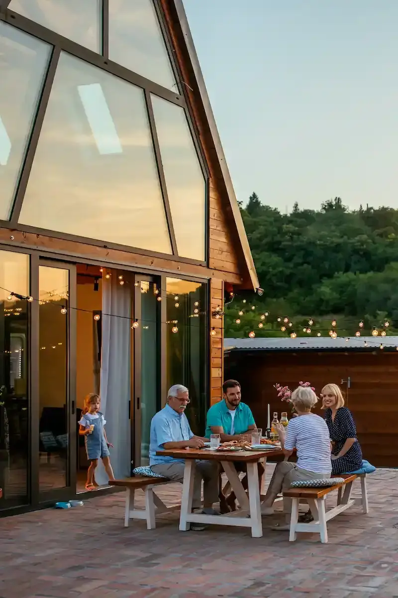 family enjoying cabin vacation