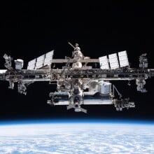 The International Space Station viewed from a SpaceX Dragon craft.