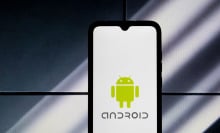 Android logo on smartphone