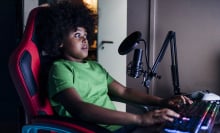 A shock young boy watches video game streaming platform Twitch