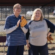 Joel and Sam play catch in "Somebody Somewhere."