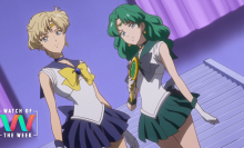 Lesbian couple Sailor Uranus and Sailor Neptune stand ready to fight in "Sailor Moon Crystal"