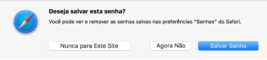 Diálogo perguntando se você deseja salvar a senha de um site.