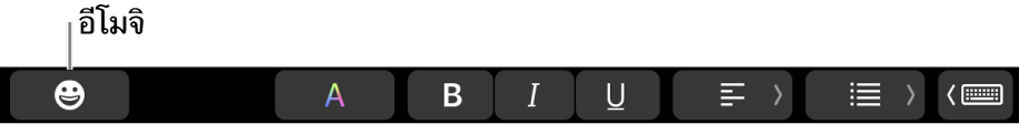 ปุ่มอิโมจิในครึ่งซ้ายของ Touch Bar
