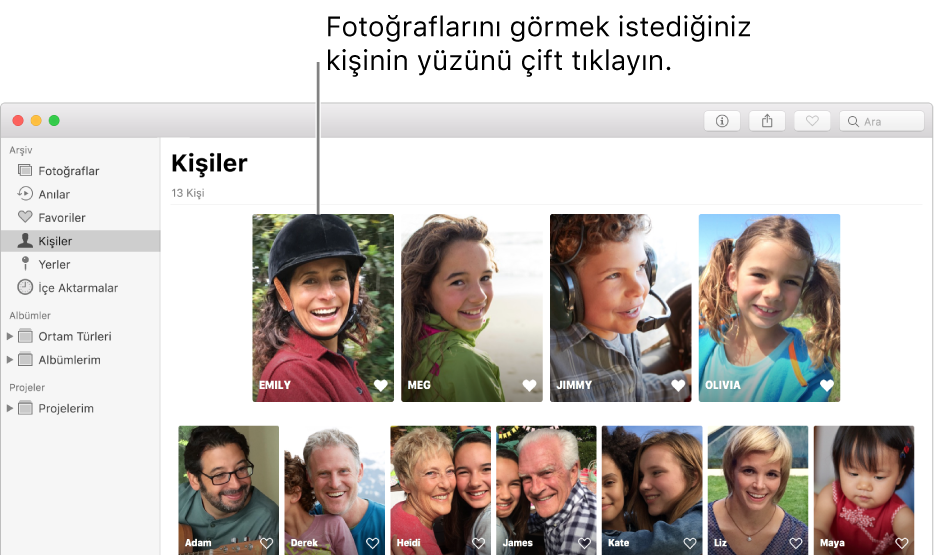 Kişiler albümündeki yüzler.