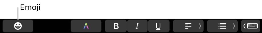 Le bouton Emoji sur la moitié gauche de la Touch Bar.