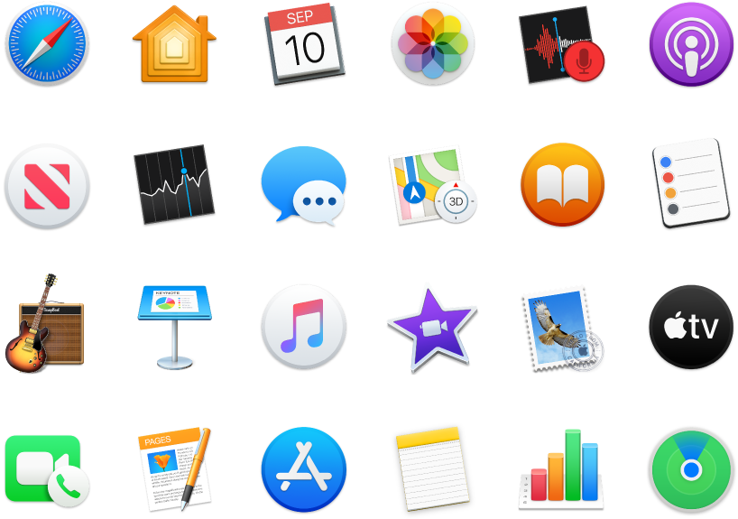 Icons of apps included with your Mac mini.