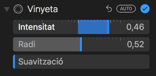 Els controls de vinyeta del tauler Ajustar.