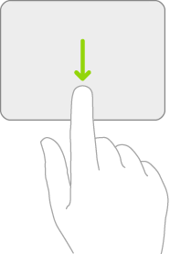 An illustration symbolizing the gesture on a trackpad for opening the Dock.