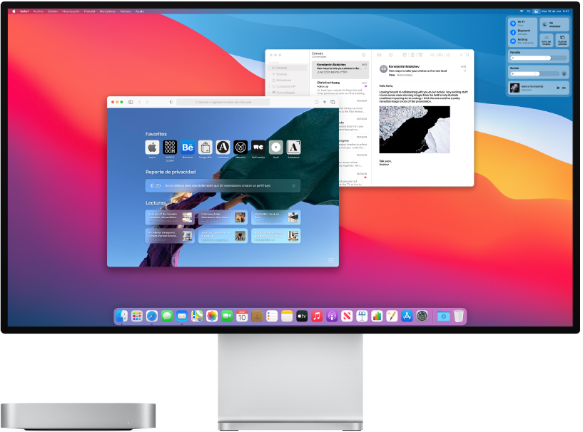 La Mac mini junto a un monitor.