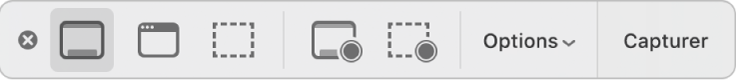 La sous-fenêtre d’outils de l’outil de capture d’écran.