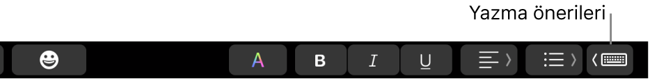Touch Bar’daki yazma önerileri düğmesi.