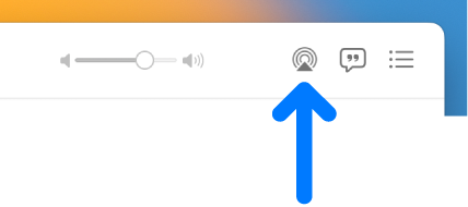 The playback controls in the Music app. The AirPlay audio icon is to the right of the volume slider.