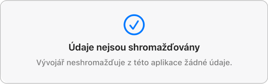 Část hlavní stránky Mac App Storu se zásadami ochrany soukromí, které nastavil vývojář vybrané aplikace