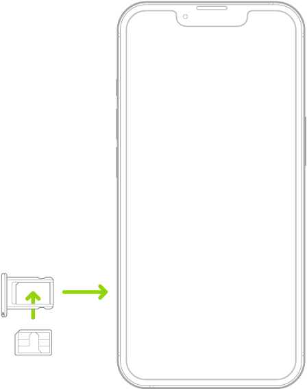 Une carte SIM insérée dans le support de l’iPhone. Le coin en biais se trouve en haut à gauche.