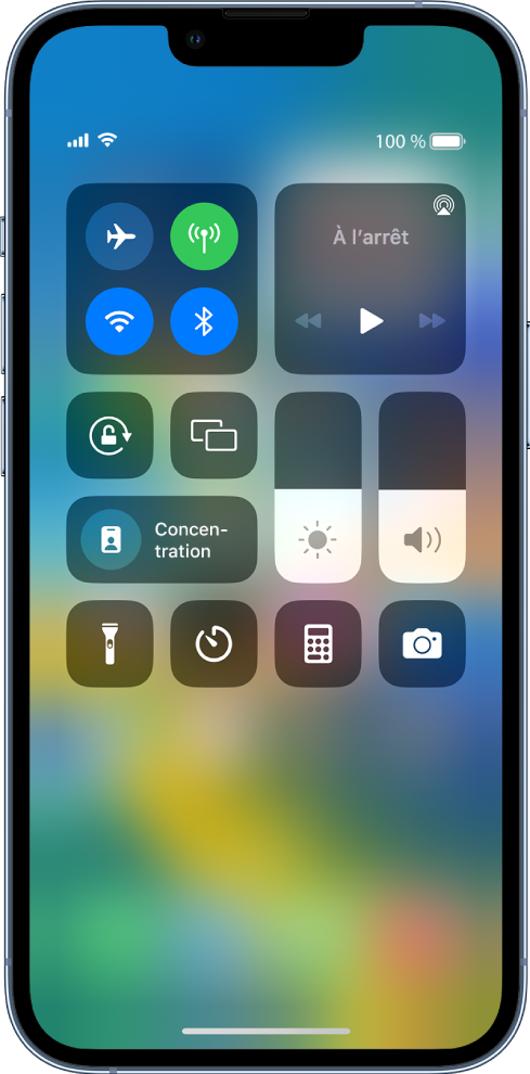 Le centre de contrôle de l’iPhone.