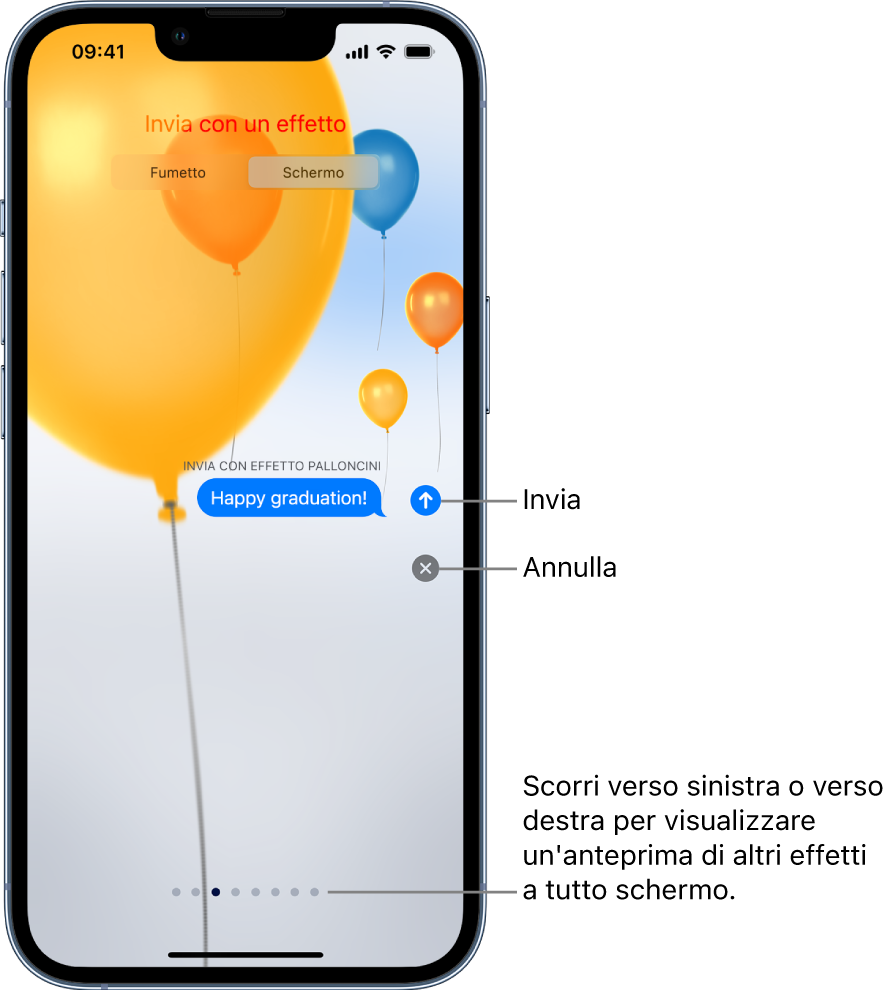 Anteprima di un effetto a tutto schermo con palloncini.