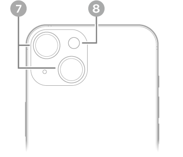 Mặt sau của iPhone 13. Các camera mặt sau và đèn flash ở trên cùng bên trái.