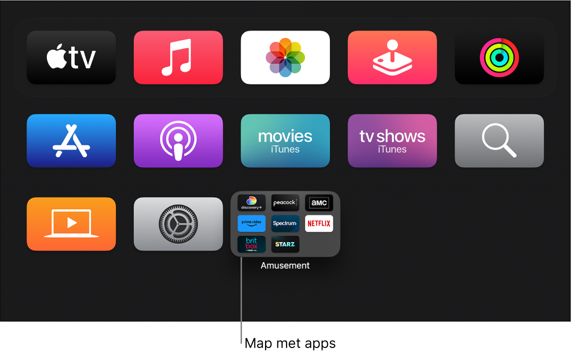 Beginscherm met daarin een map met apps