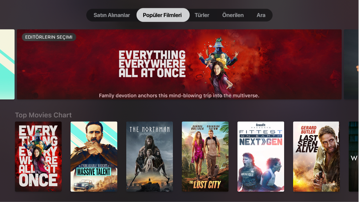 iTunes Filmleri Ana Ekranı