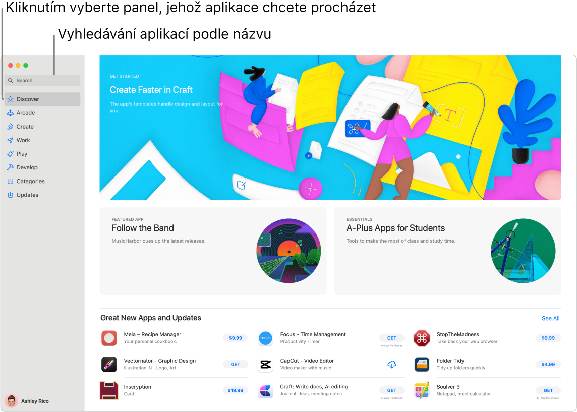 Okno App Storu s vyhledávacím polem a stránkou rozšíření Safari