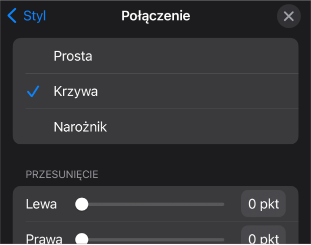 Narzędzia Połączenie z zaznaczonym narzędziem Krzywa.