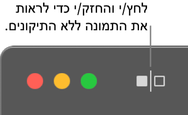 הכפתור ״ללא התאמות״, ליד כלי השליטה בחלון בפינה הימנית העליונה של החלון.