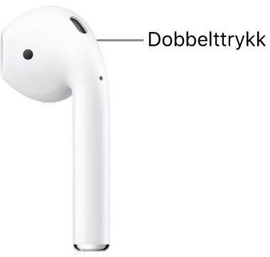 Plasseringen for å dobbelttrykke på AirPods (første og andre generasjon), øverst på stilken.