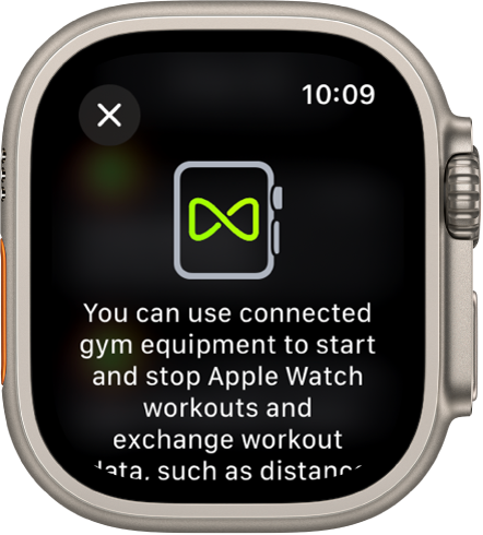 A pairing screen that appears when you pair your Apple Watch with gym equipment.