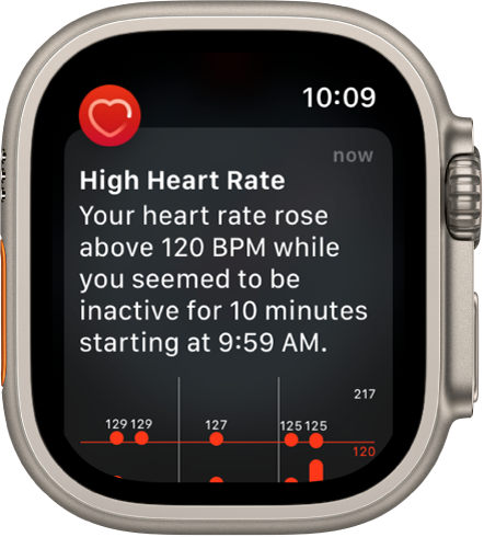 A Heart Rate alert, indicating a high heart rate.